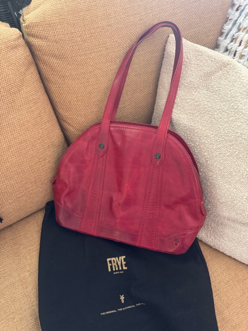 Frye Red Leather Domed Melissa Shoulder Bag